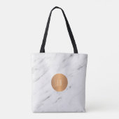Wit marmer koper geometrische monogram boeken tote bag (Achterkant)