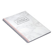Wit Marmer met Blush Pink Accent Gepersonaliseerd Notitieboek (Rechterzijde)