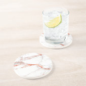 Wit marmer met dramatische Roos gouden aderen Zandsteen Onderzetter (Zijkant)