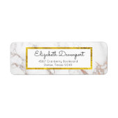 Wit Marmer met Faux Gold Foil Lijst Etiket (Voorkant)