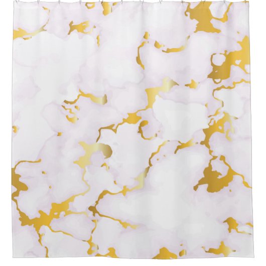 Wit marmer met goud douchegordijn (Voorkant)