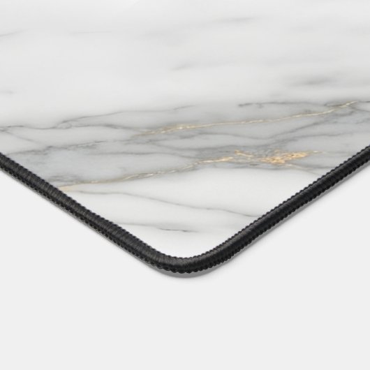 Wit marmer met gouden aderen bureaumat (Hoek)