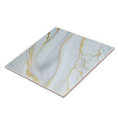 Wit marmer met gouden aderen keramische Tegel Tegeltje (Zijkant)