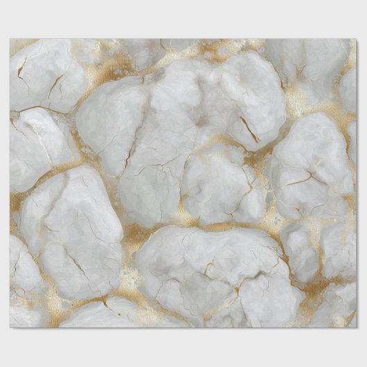 Wit Marmer met Gouden Aders Cadeaupapier (Vlak)