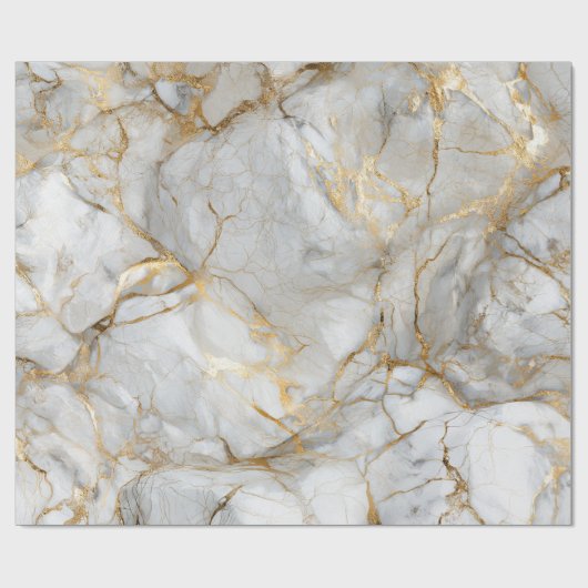 Wit Marmer met Gouden Aders Cadeaupapier (Vlak)