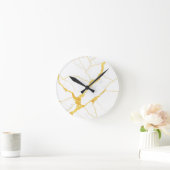 Wit marmer met gouden aderspatroon ronde klok (Huis)