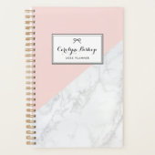 Wit Marmer met Roze Accent Gepersonaliseerde Plann Planner (Voorkant)
