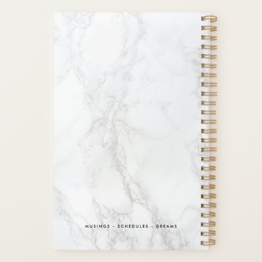 Wit Marmer met Roze Accent Gepersonaliseerde Plann Planner (Achterkant)