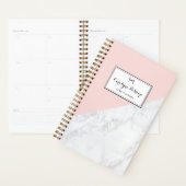 Wit Marmer met Roze Accent Gepersonaliseerde Plann Planner (Display)