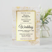 ~ Wit Marmer met Star Dust Gold Glitter Kaart (Staand voorkant)