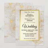 ~ Wit Marmer met Star Dust Gold Glitter Kaart (Voorkant / Achterkant)