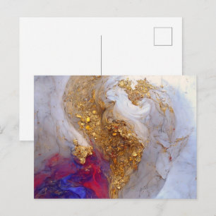 Wit Marmer met Vloeibaar Goud Briefkaart