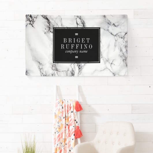 Wit marmer met zwarte korrel spandoek (Insitu)