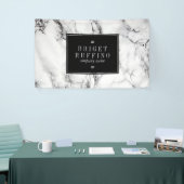 Wit marmer met zwarte korrel spandoek (Beurs)