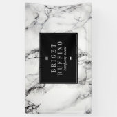 Wit marmer met zwarte korrel spandoek (Verticaal)