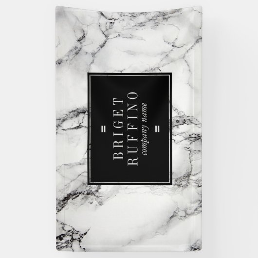 Wit marmer met zwarte korrel spandoek (Verticaal)