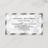 Wit Marmer Metallic Grey Drum Kit Drummer Visitekaartje (Achterkant)