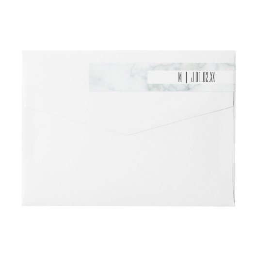 Wit Marmer Minimalistisch Abstract Trouwlogo (Achterkant)