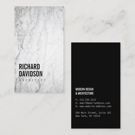 Wit marmer modern en professioneel visitekaartje (Voorkant / Achterkant)