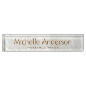 Wit Marmer modern minimaal Naambordje (Voorkant)