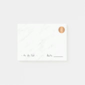 Wit marmer monogram koper cirkel classy post-it® notes (Voorkant)