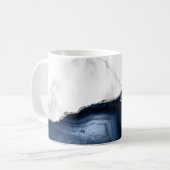 Wit Marmer Navy Blauw Zilver Agate Koffiemok (Voorkant links)