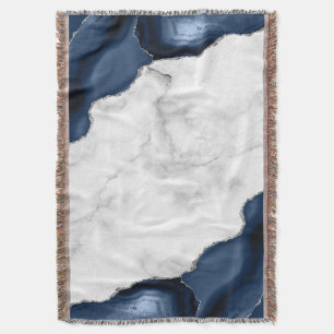 Wit Marmer Navy Blauwe Agaat Zilver Deken