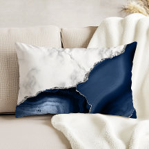 Wit marmer Navy blauwe agaat Zilveren glitters