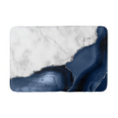 Wit marmer Navy blauwe agaat Zilveren glitters Badmat (Voorkant)