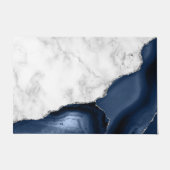 Wit marmer Navy blauwe agaat Zilveren glitters Deurmat (Voorkant)
