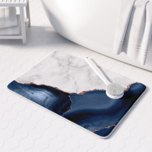 Wit marmer Navy Blauwe Agate Roze Gouden Glitter Badmat