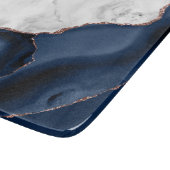 Wit marmer Navy Blauwe Agate Roze Gouden Glitter Snijplank (Hoek)
