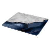 Wit marmer Navy Blauwe Agate Roze Gouden Glitter Snijplank (Hoek)