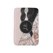 Wit Marmer Navy Blauwe Agate Zilver Glitter Badmat (Voorkant Verticaal)