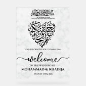 Wit Marmer Nikah Moslim Huwelijk Welkom Acryl Bord (Voorkant)