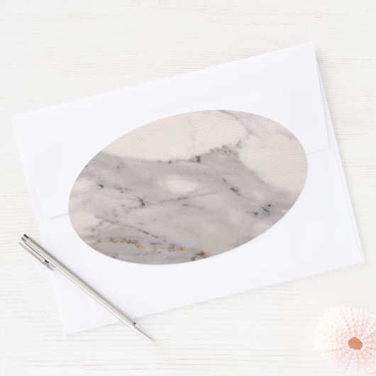Wit marmer ovale sticker (Envelop)