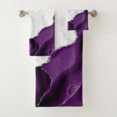 Wit Marmer Paarse Agaat Zilver Glitter Bad Handdoek (Insitu)