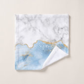 Wit Marmer Pastelblauw Agaat Goud Glitter Bad Handdoek (Wasdoekje)