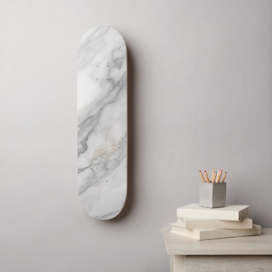 Wit Marmer Persoonlijk Skateboard (Muurkunst)