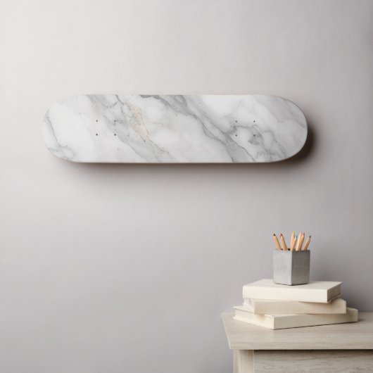 Wit Marmer Persoonlijk Skateboard (Muurkunst (Horizontaal))