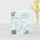 Wit Marmer QR Code Baby Meisje Douche Uitnodiging (Gele Bloem)
