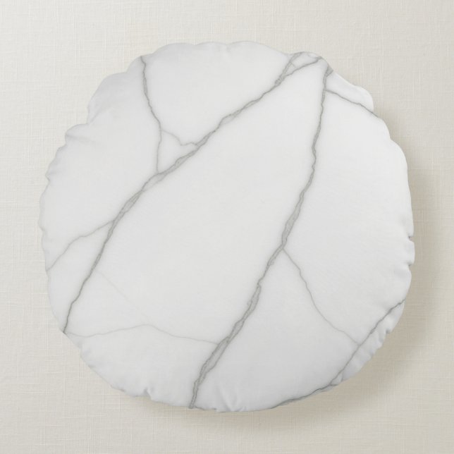 Wit Marmer Rond Kussen (Voorkant)