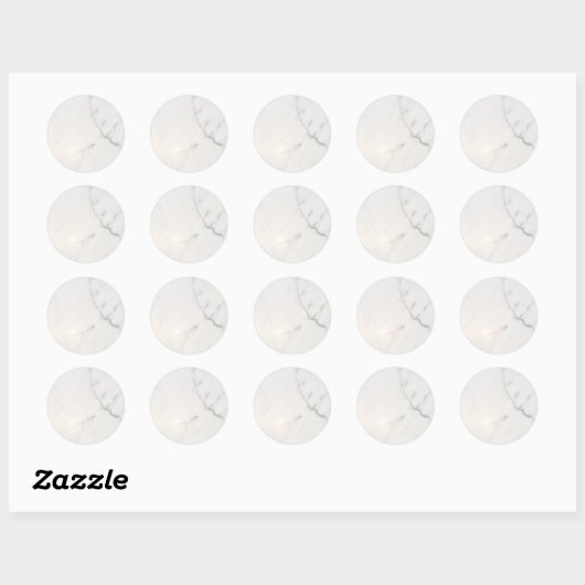 Wit marmer ronde sticker (Vel)