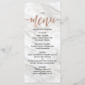 Wit Marmer & Roos Goud Elegant Bruiloft Menu (Voorkant)