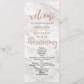 Wit Marmer & Roos Goud Elegant Huwelijksprogramma Programmakaart (Voorkant)