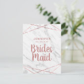 Wit marmer Roos goud, je wordt mijn bruidsmeisje Kaart (Staand voorkant)