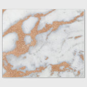 Wit Marmer Roos Goud Metaal Koper Grijs Cadeaupapier (Vlak)