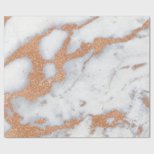 Wit Marmer Roos Goud Metaal Koper Grijs Cadeaupapier (Vlak)