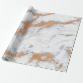 Wit Marmer Roos Goud Metaal Koper Grijs Cadeaupapier (Uitgerold)