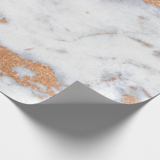 Wit Marmer Roos Goud Metaal Koper Grijs Cadeaupapier (Hoek)